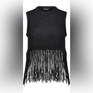 Brand New Minnie Rose Cashmere Cropped Fringe Sweater